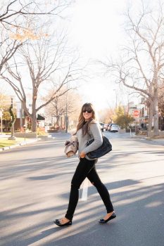 gray-sweater-black-bow-tie