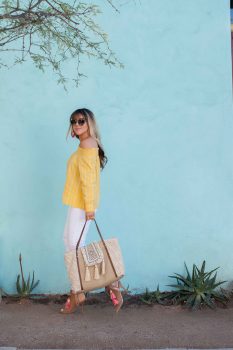 yellow-striped-off-shoulder-top