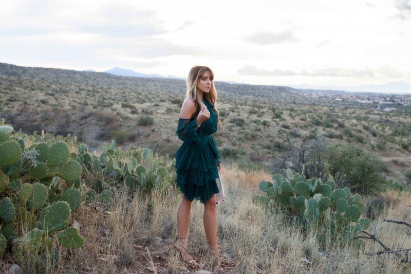 teal-silk-ruffled-dress