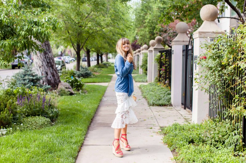 denim wrap top